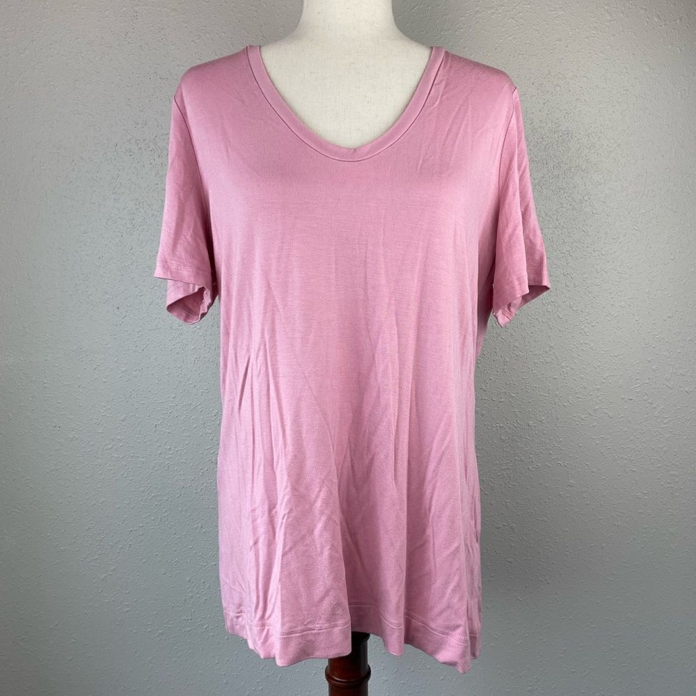 Apostrophe Pink Scoop Neck T-Shirt Size XL EUC